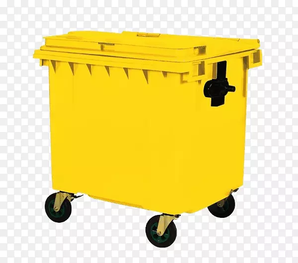 塑料黄色垃圾箱和废纸篮多式集装箱.花瓶