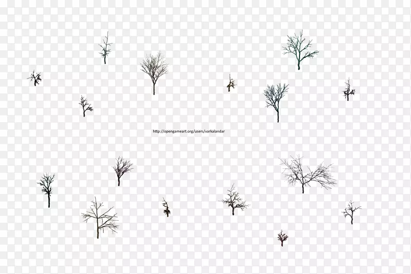 线条艺术草白点字体等距树