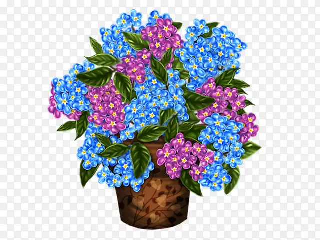 花型蓝色花盆切花-花