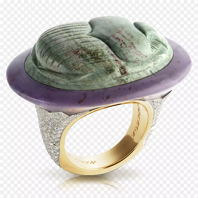 绿松石戒指，圣甲虫珠宝，碧玉-精美的雕刻。