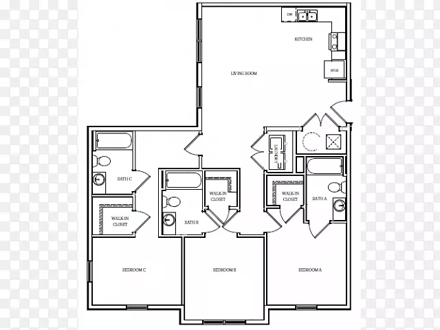 标准布恩公寓平面图浴室床-cad平面图