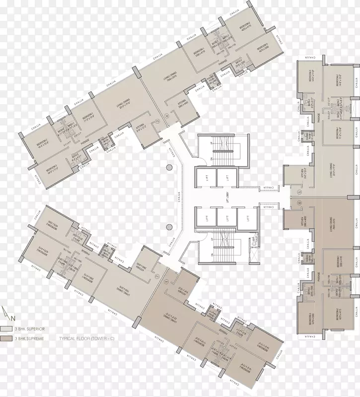 Oberoi Esquire公寓楼平面图-复制地板