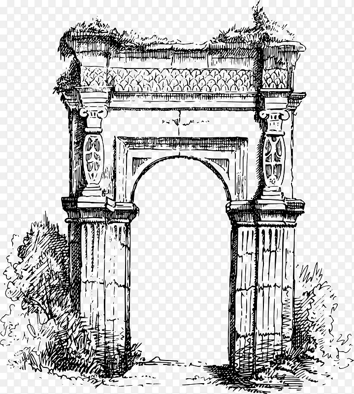 古罗马建筑柱夹艺术柱