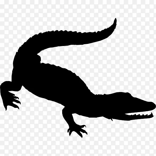 尼罗河鳄鱼爬行动物剪贴画-鳄鱼黑白