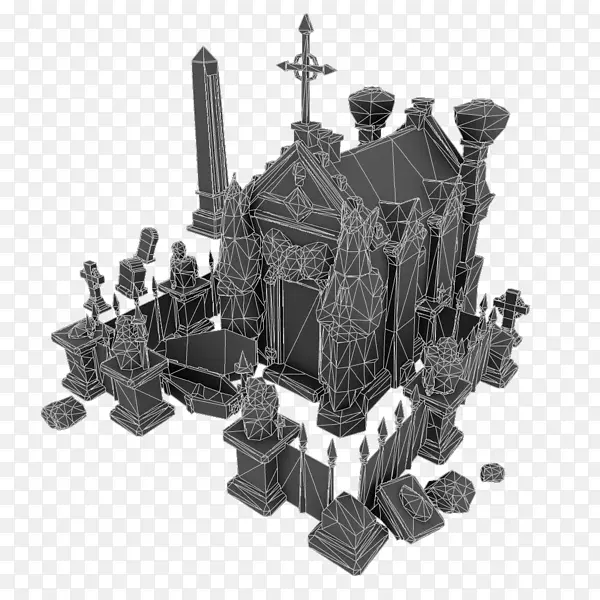 低聚墓地三维模型墓碑三维计算机图形学.墓地