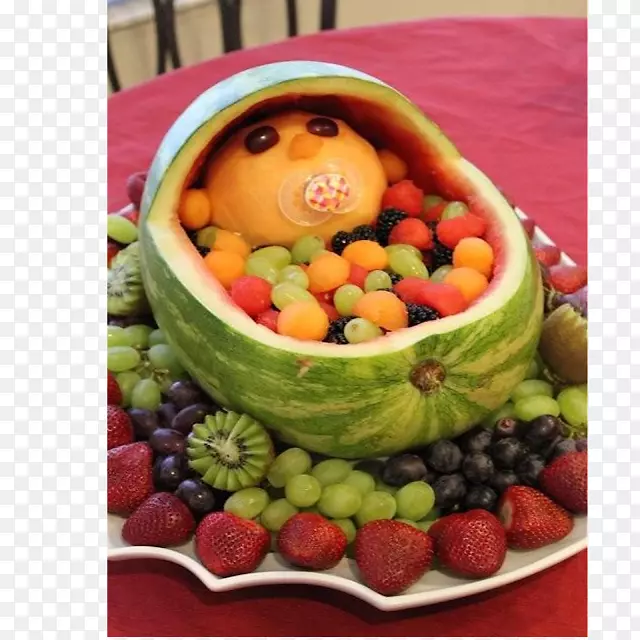 婴儿淋浴，水果沙拉，西瓜，婴儿雕刻-西瓜