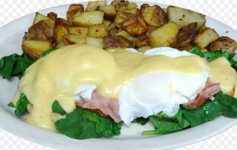 鸡蛋本尼迪克特丰盛早餐煎蛋煮鸡蛋素食料理-早餐