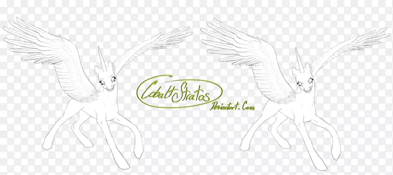 羽毛线艺术卡通喙素描手绘独角兽