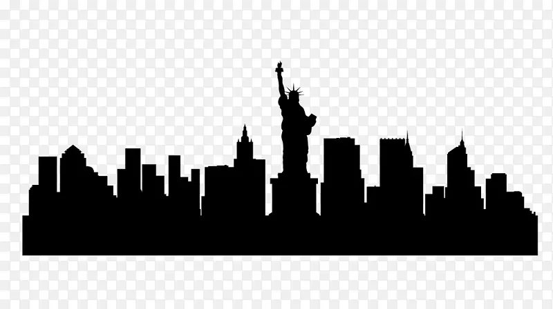 纽约市天际线轮廓画-剪影