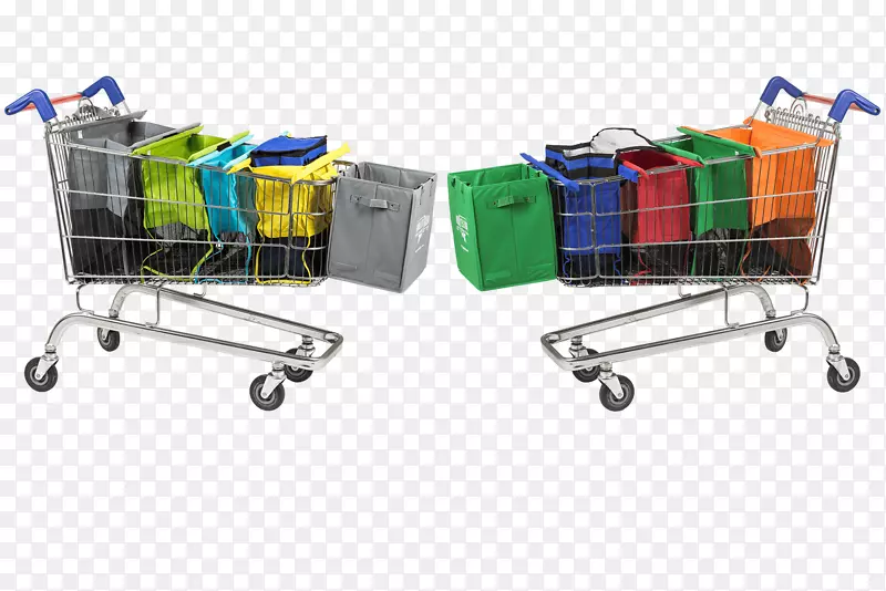 购物车、可重复使用的购物袋、购物袋和手推车.购物车