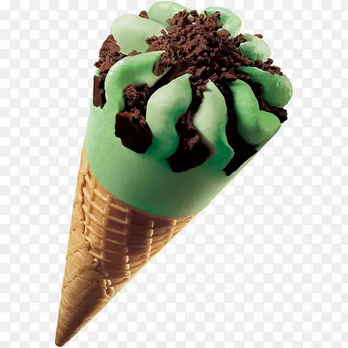 冰淇淋圆锥形薄荷巧克力片冰淇淋