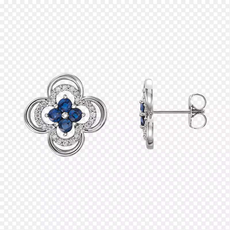 蓝宝石耳环珠宝衬衫螺柱钻石蓝宝石