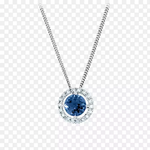 蓝宝石项链魅力及吊坠珠宝蓝色蓝宝石