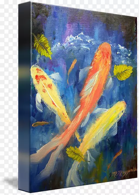 油画丙烯酸涂料艺术-鱼锦鲤