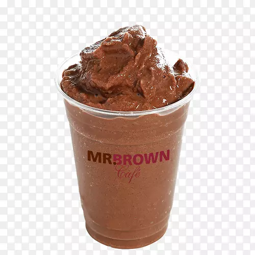 巧克力冰淇淋圣代先生。棕色咖啡