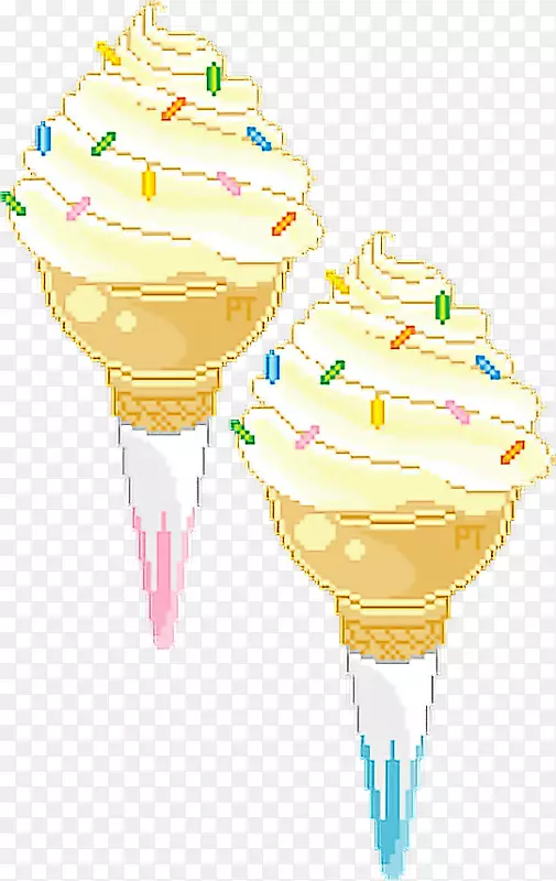 圣代冰淇淋锥像素艺术-冰淇淋