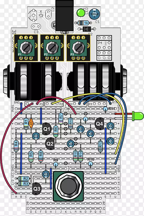 效果处理器和踏板接线图吉他微控制器-di电路板