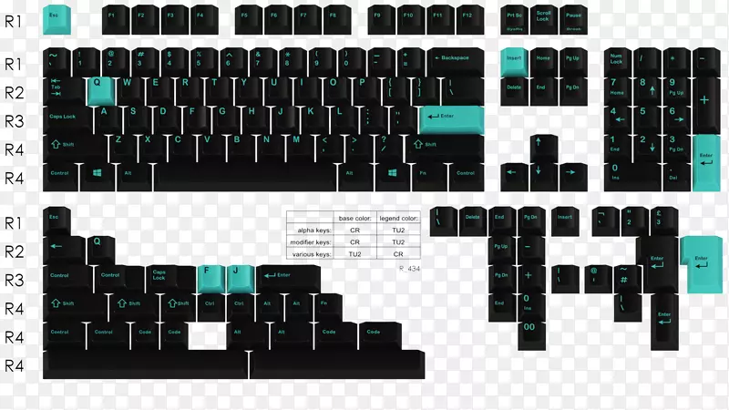 电脑键盘颜色为蓝色的黑色键帽