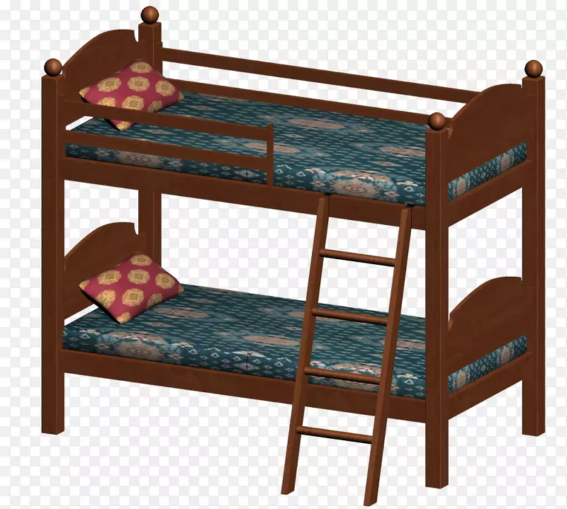 双层床框架家具轴测-儿童床