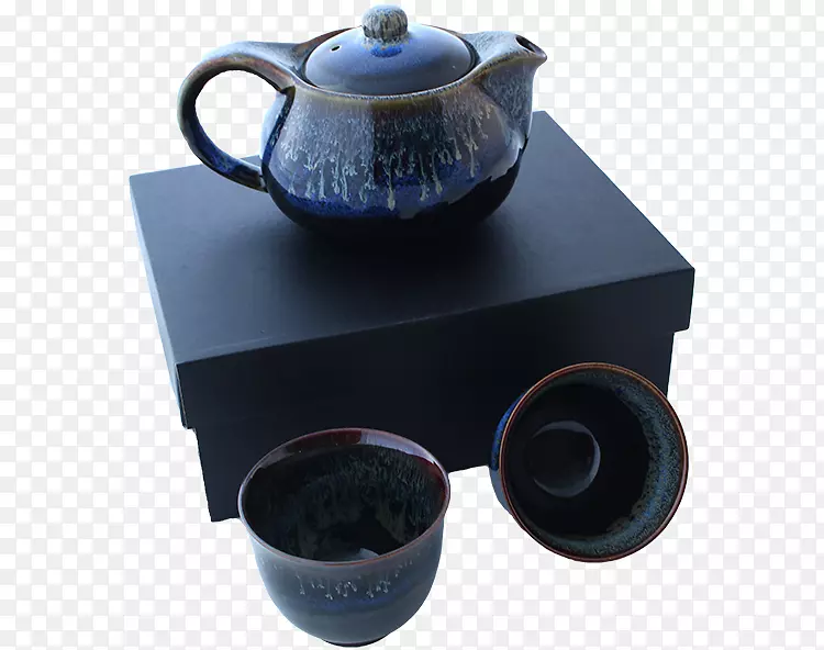 茶壶，咖啡杯，钴蓝茶壶