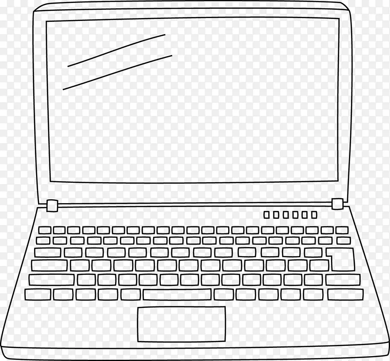 笔记本电脑博客黑白剪贴画-笔记本电脑