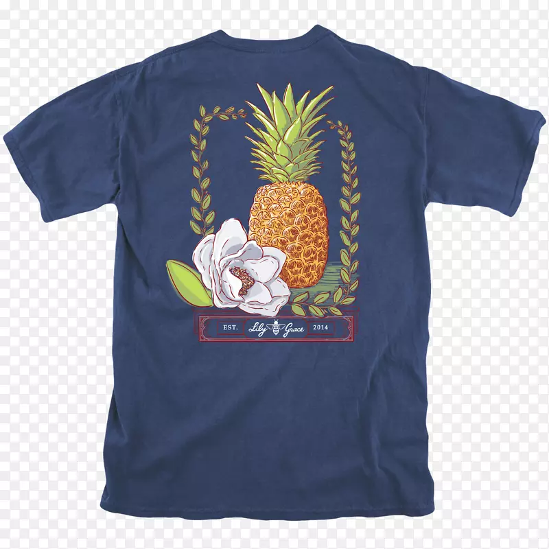 T恤，吉祥物袖子的小屋，蓝色的口袋-大菠萝