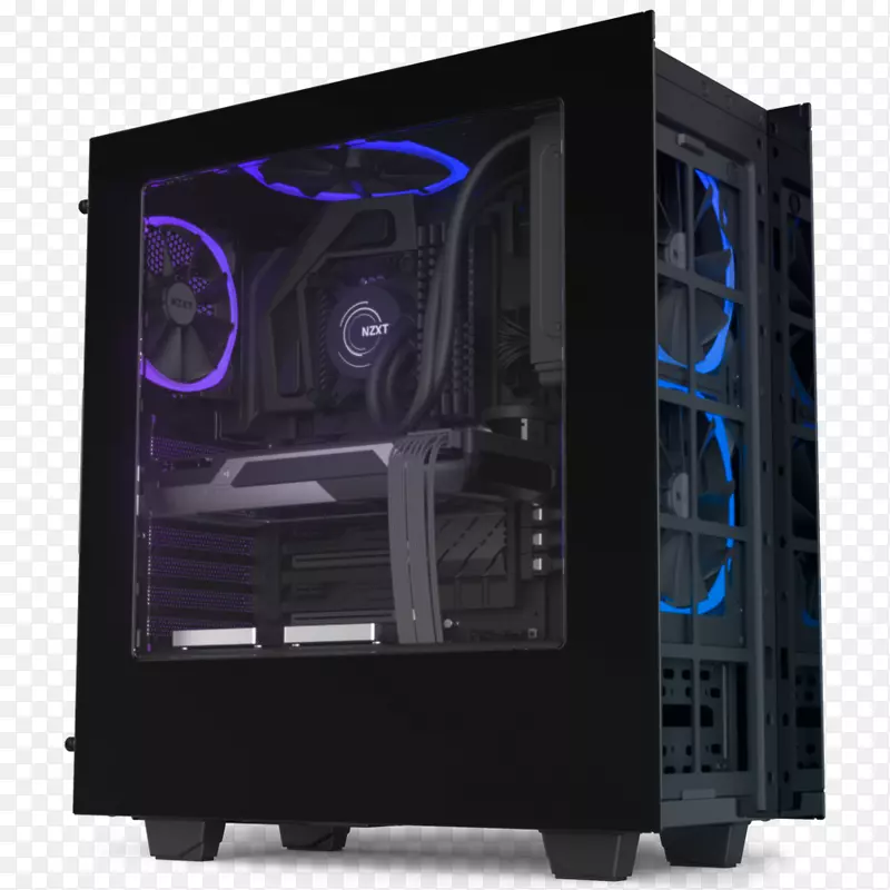 电脑机箱和外壳nzxt rgb彩色模型计算机风扇