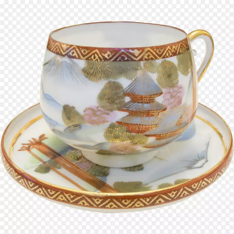 茶杯碟瓷陶器茶具茶杯水彩
