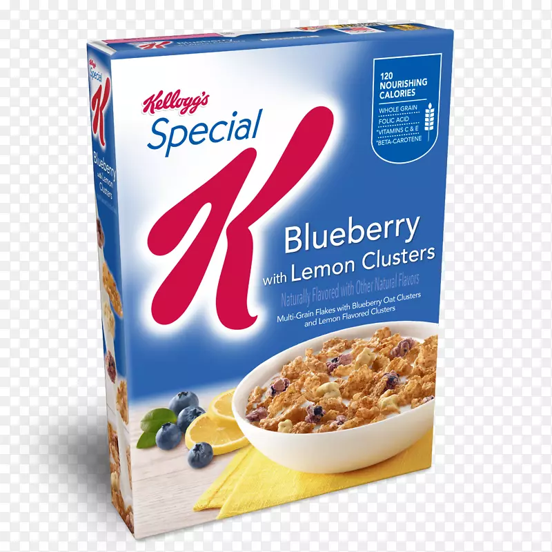 早餐麦片，凯洛格特制的k蓝莓即食谷类食品，玉米片，凯洛格的特制k水果和酸奶谷类食品