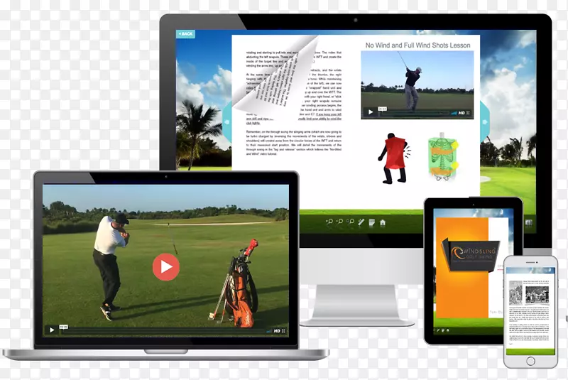 高尔夫球杆机械，风和吊索电脑显示器多媒体.高尔夫