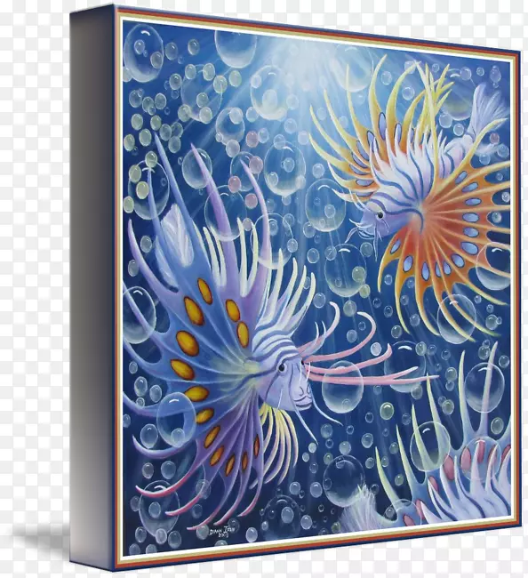 现代艺术-钴蓝有机体绘画海洋生物-绘画