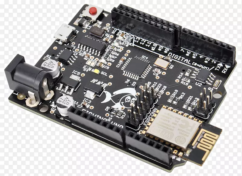 微控制器主板电子电视调谐器卡和适配器印刷电路板.uno