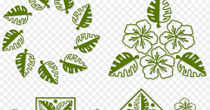 叶棕榈枝热带模具剪贴画-叶