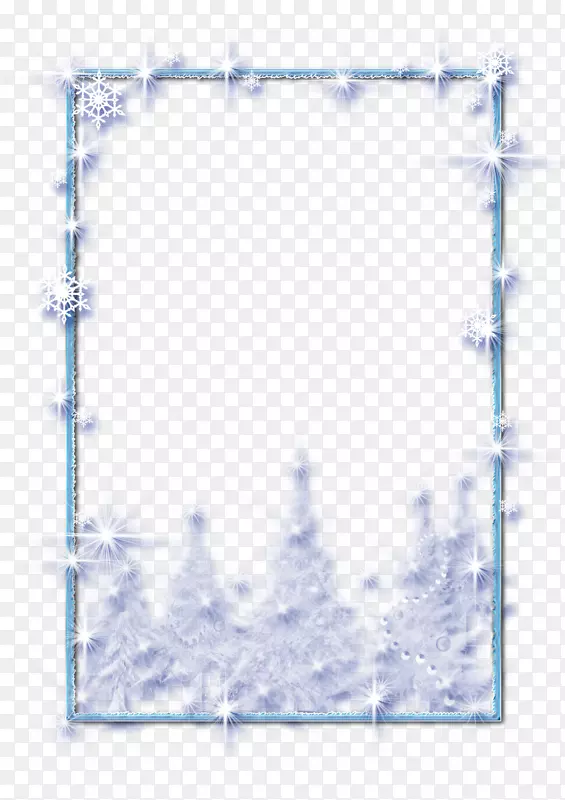 冰柱画框蓝色冬季剪贴画-冬天