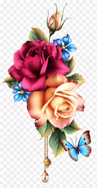 花园玫瑰花卉设计花画-花卉
