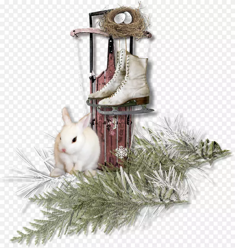 家庭兔圣诞饰品-圣诞节