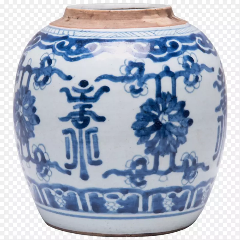 蓝白陶花瓶陶瓷钴蓝花瓶