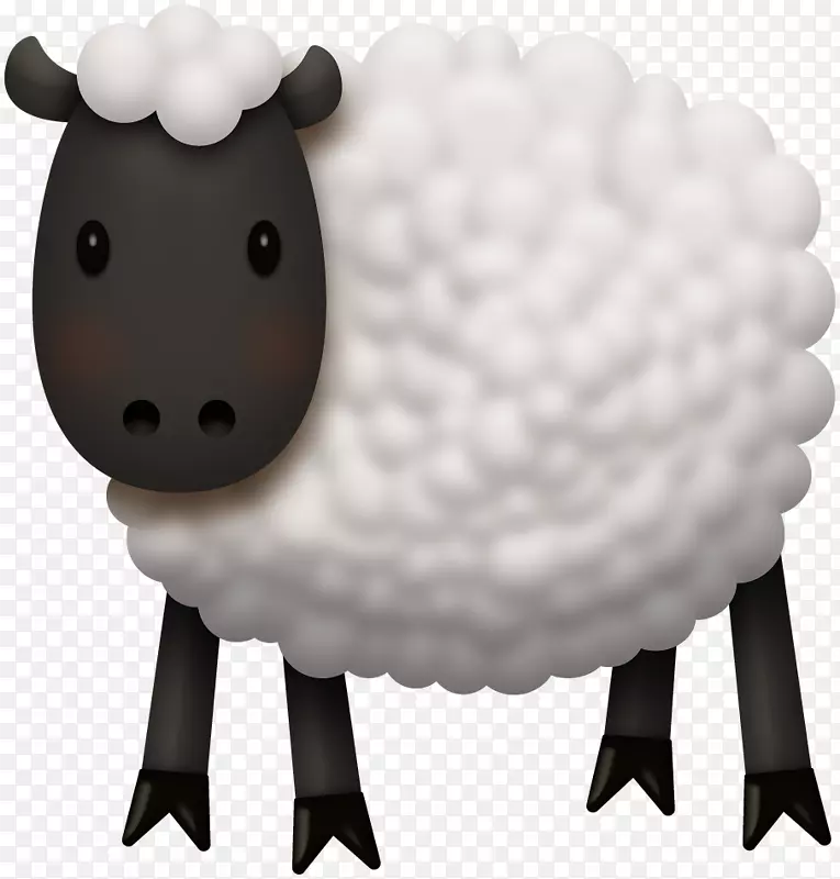 羊黑白卡通-绵羊