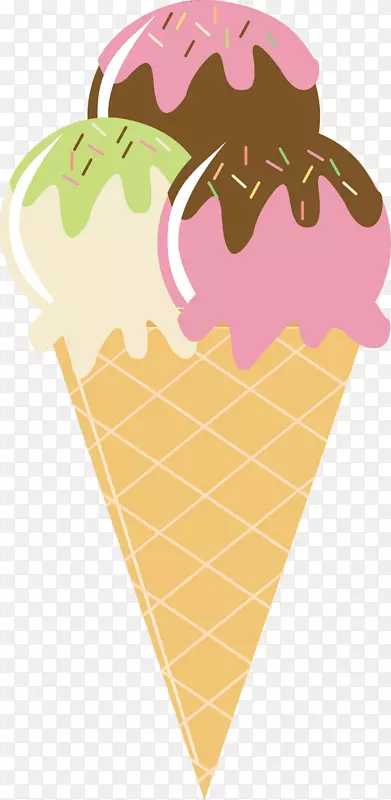 冰淇淋圆锥形圣代草莓冰淇淋-冰淇淋