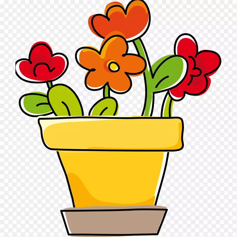 花卉设计花盆画花瓶