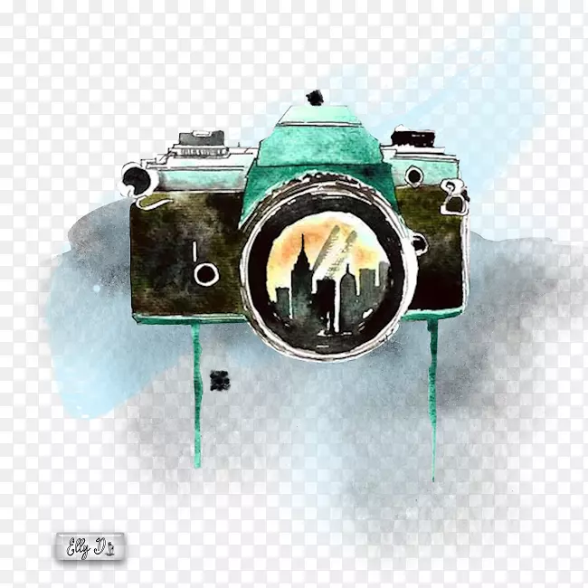 水彩画照相机摄影素描照相机