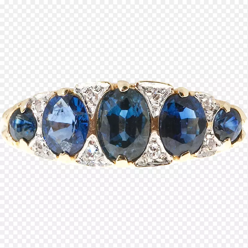 蓝宝石戒指，手镯，金丝，蓝宝石