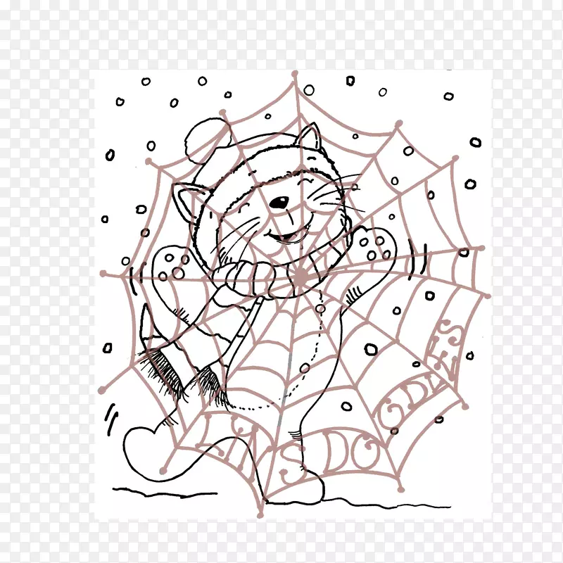 线条艺术卡通素描-下雪