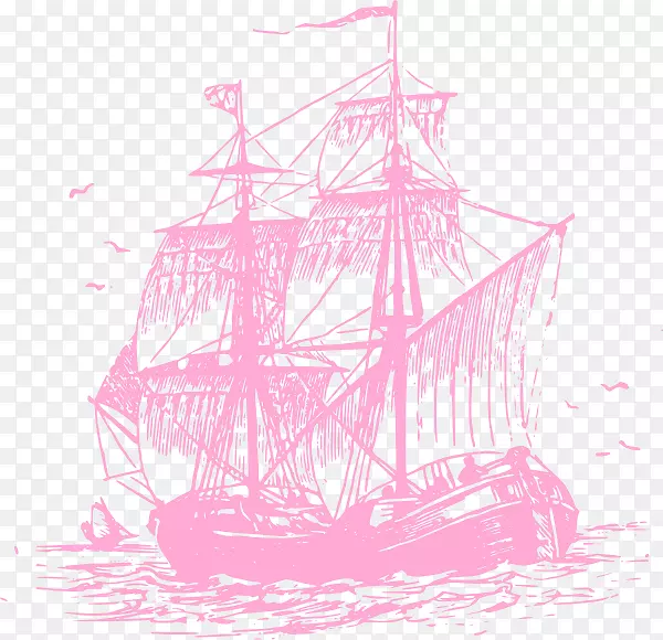 粉红帆船剪贴画-船
