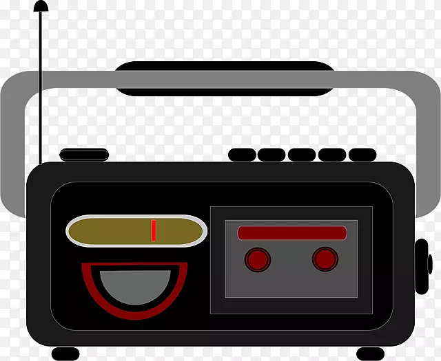 小型盒式收音机，麦克风，磁带录音机，剪贴画.收音机