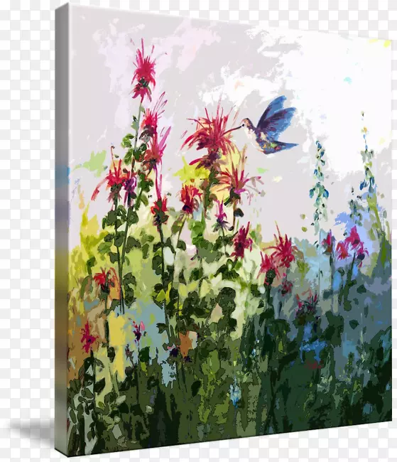 花卉设计切花艺术画廊包覆丙烯酸涂料水彩画蜜蜂