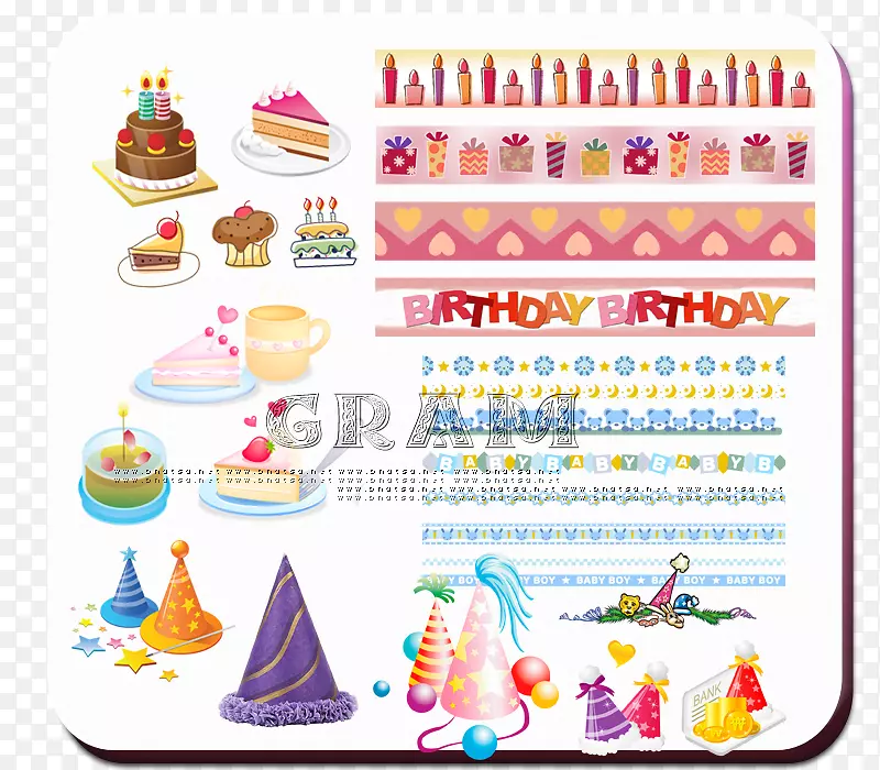 食品蛋糕装饰剪贴画-生日