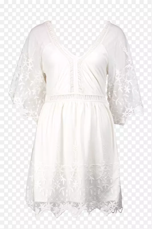 服装时尚服装白袖连衣裙
