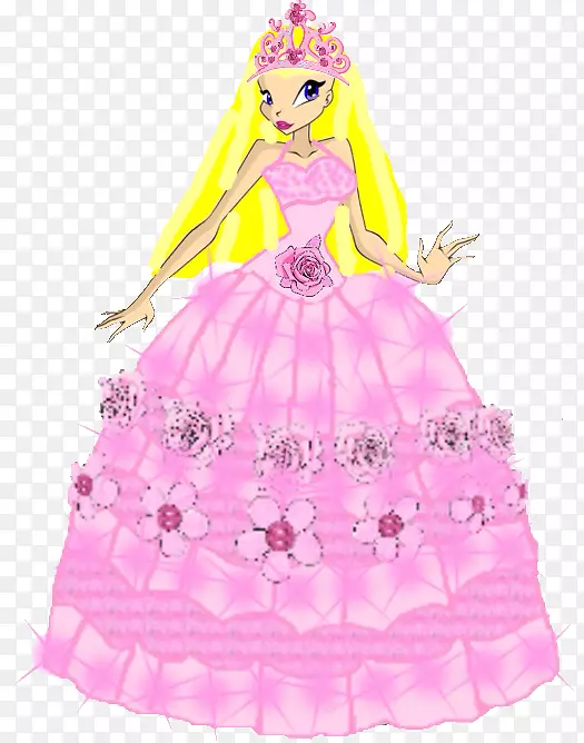 服装设计粉红m礼服芭比娃娃连衣裙