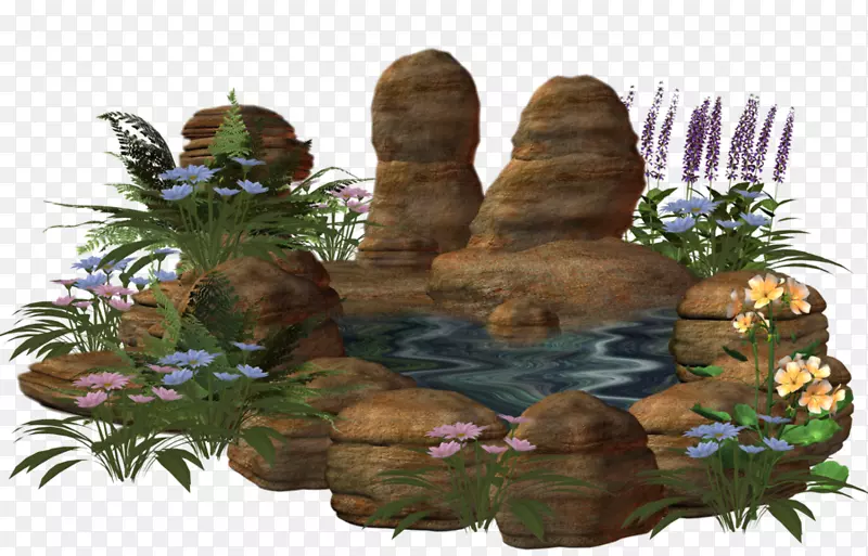 池塘rgb彩色模型剪贴画.池塘岩石